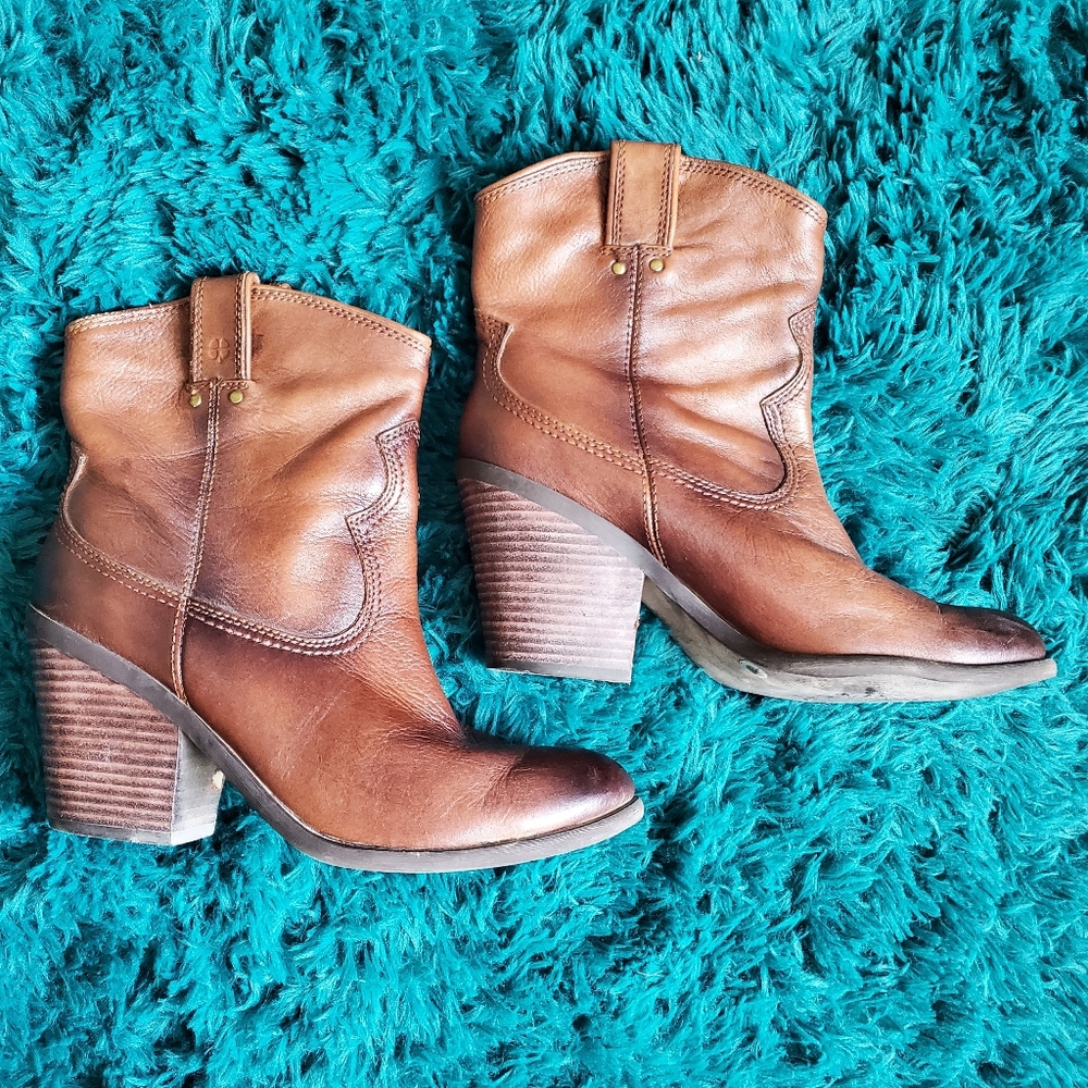 Lucky Brand Brown Heeled Boots with Western Charm